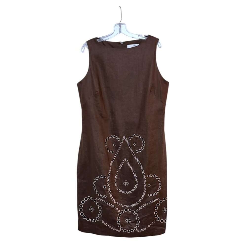 Y2K New Isaac Mizrahi Target Linen Dress 16 Earthy Minimalist Neutral 100% Linen